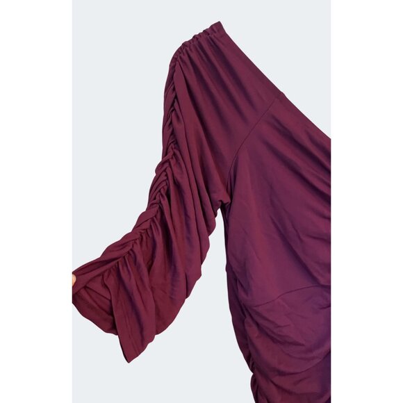 Torrid Cranberry Jersey Gown Ruched Off Shoulder Maxi Dress Plus Size 3 Evening - Picture 11 of 13